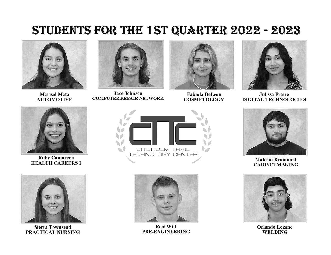 Chisholm Trail Technology Center has announced its Students of the