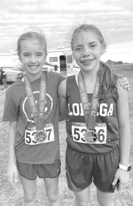 JHXC – Among some of the county’s top runners at the recent Oklahoma Junior High All-Star Cross Country Championships in Chickasha were Kingfisher’s Scout Snodgrass, left photo, who was fifth in the Class 4A race. Lomega’s Claire Myers (left in to Kingfisher, Hennessey girls among top teams at junior high all-star XC meet
