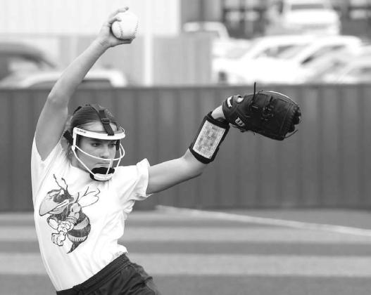 KENNEDY STEWART delivers a pitch in a game earlier this season. The freshman threw a one-hitter last Friday as KHS held off Clinton 1-0 in a District 4A-3 game. [KT&amp;FP Staff Photo]