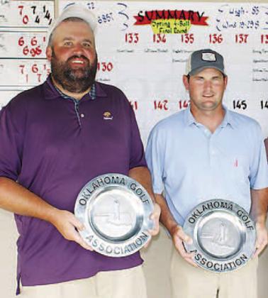 FOUR-BALL CHAMPS – Heath Myers is pictured with teammate Scott Kedy after the two won the 2017 OGA Spring Four-Ball Championship. [Photo by Golf Oklahoma]