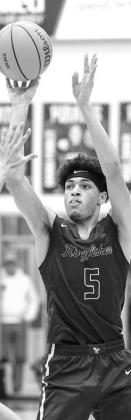 KHS BASKETBALL player Hayes White (above) was voted first team all-conference of Western Athletic Conference by coaches. Teammates (pictured below) Cash Laird (4) and Michael Easley (5) were second- and third-team picks, respectively. [Photos by Russell S