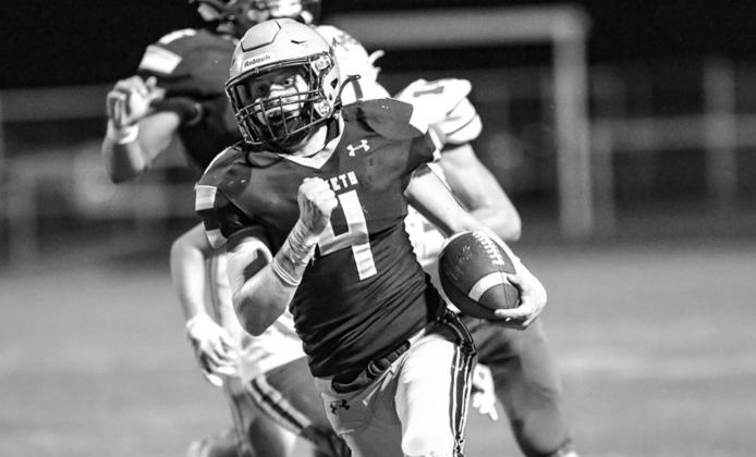 SLADE SNODGRASS scored Kingfisher’s only touchdown in last week’s 50-7 loss at Heritage Hall. Snodgrass has spent the last four weeks playing quarterback after an injury to Jax Sternberger. KHS went 2-2 in that stretch and managed to qualify for the p One tough month for KHS