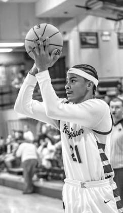 ARIK LUKE shoots one of 13 made 3-pointers for KHS during an 80-45 home win Tuesday. [Photo by Chris Simon/ www.simon-sports-photos.smugmug. com]