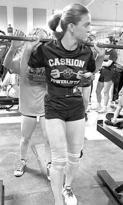 CASHION’S Makayla Hines (top left) was the regional champ in her weight class at last week’s OGPCA meet and is now a two-time state qualifier. Khloe Kastner (top right) was the regional runner-up in her weight class and is also a two-time qualifier fo