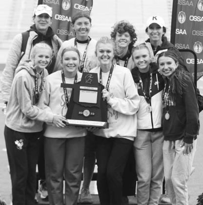 4A ACADEMIC CHAMPS – KHS won the Class 4A cross country academic state championship. Team members pictured are, from left: front row, Kinley Taylor, PEyton Walker, Chesni Newkirk, Scout Snodgrass and Lily Lunsford; and back row, coach Kerri Lafferty, Ha ‘It just wasn’t our day’