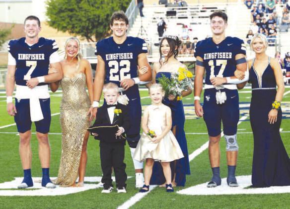 HOMECOMING CORONATION – Kingfisher High School seniors Emilie Moyeda and Cale Reagan were announced as the 2025 football homecoming queen and captain. The two were named during a coronation ceremony last Friday before the Yellowjackets’ 45-12 victory