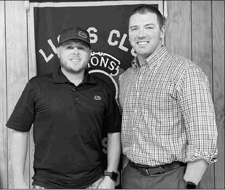 KINGFISHER LIONS CLUB member Zack Meyer, left, with recent guest speaker Josh Fields. Fields is a former OSU quarterback and baseball player who was selected in the first round of the 2004 MLB Draft. He now is Kingfisher’s State Farm Insurance agent. Article Image Alt Text