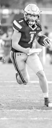 KHS SENIOR Jax Sternberger had a huge night in the 21-14 win at McLoud. The quarterback ran for 230 yards, threw for 110, had five tackles and an interception as KHS put itself in solid position to get back to the playoffs. His game included a 70-yard go- A ‘STERN’ WARNING