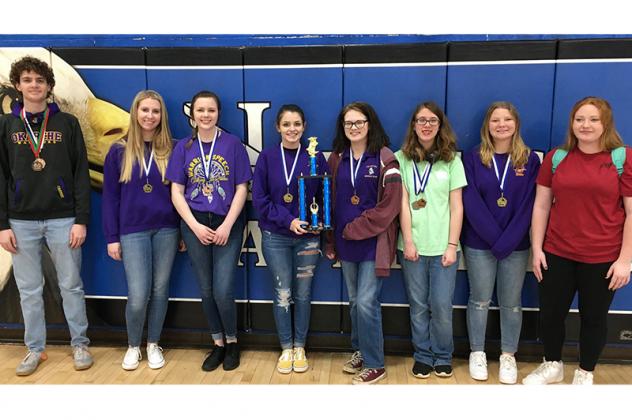 OKARCHE SPEECH team members who took part at the recent tournament in Hennessey include, from left, Matt Carney, Chloe Meacham, Riley Austin, Carsyn Taylor, Jacilyn Pannell, Mikaila Kraus, Kylie Bailey and Marley Hill. McKenzie Stewart and Kaylea Steelman Article Image Alt Text