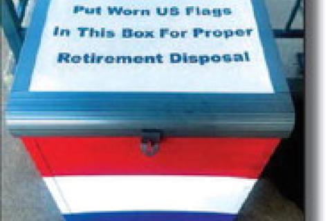 DROP BOX - The American Legion has placed a drop box for U.S. flags outside of its Kingfisher headquarters at 117 W. Miles Ave., which is the former Kingfisher police station. Citizens can place their worn flags in the box and once enough are collected, m