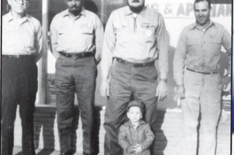 IN 1960, WALTER’S PLUMBING &amp; APPLIANCE began a tradition of quality sales and service in Kingfisher. Brian Walter, front, started in the family business at the early age of two with his father, Bob, standing behind him. Other employees of the busine