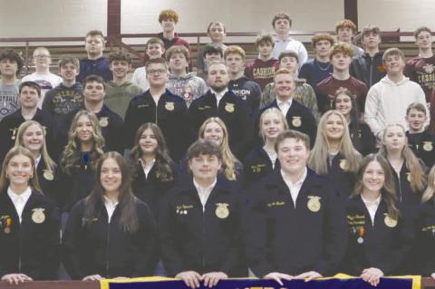 CASHION FFA CHAPTER members for 2025-26 include, from left: front row, Molly Mayes, Sadie Weaver, Kyler Sylvester, Jackson Drake, Maggie Carroll, Adalynne Poston; second row, Mikaela Yandell, Olive Powell, Makenna Chickering, Ava Ambrose, Cora Rae Acord, 