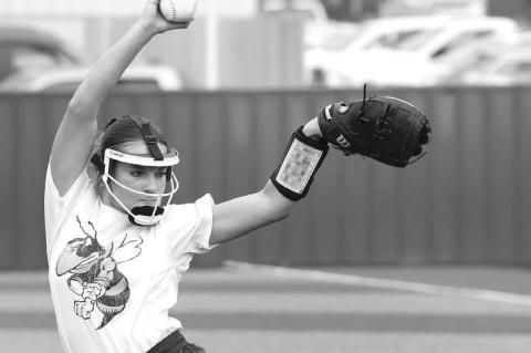 KENNEDY STEWART delivers a pitch in a game earlier this season. The freshman threw a one-hitter last Friday as KHS held off Clinton 1-0 in a District 4A-3 game. [KT&amp;FP Staff Photo]