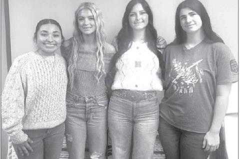 KHS SENIORS attending a recent meeting of the Kingfisher Rotary Club were, from left Miriah Hernandez, Madison Farrar, Addison Shelton and Elizabeth Pickle. [KT&amp;FP Staff Photos]