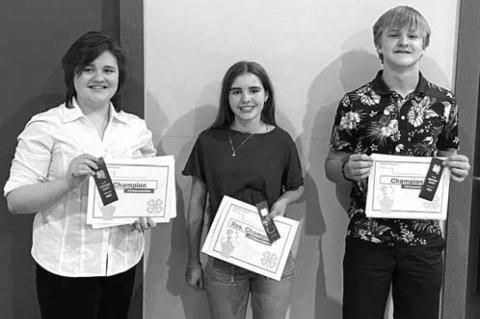 County 4-H speech contest winners
