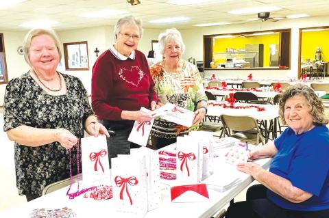 HENNESSEY’S GOLDEN Eagles teamed up to put together Valentine’s Day gifts and personalized cards for the residents of the Hennessey Care Center. Pictured are (standing from left) Denise Brim, Pansy Wheeler and LaNita Killian. Seated is Nancy Fisher wh