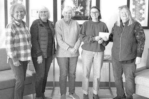 KHS ALUM Grace Anne Sinclair was recently announced as the most recent winner of a KCREA scholarship. Pictured at the presentation are, from left: Cathy Howard, scholarship chairman; Dana Golbek, treasurer; Debby Jorgenson, vice president; Sinclair; and D