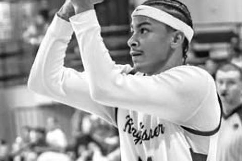 ARIK LUKE shoots one of 13 made 3-pointers for KHS during an 80-45 home win Tuesday. [Photo by Chris Simon/ www.simon-sports-photos.smugmug. com]