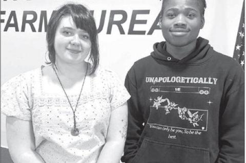 KHS SENIORS Abby Wallace, left, and TJ Washington are the March Junior Lions. They were guests at a recent meeting of the local civic group. [KT&amp;FP Staff Photo]