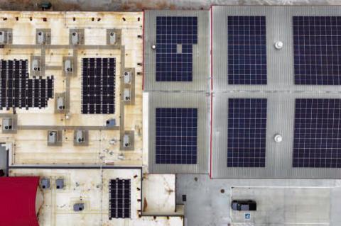 POWER OF THE SUN – Dover will have a ribbon cutting ceremony this Tuesday as it unveils a new solar power system that features 671 solar panels that have been installed on the school’s gym, high school and elementary buildings. [Photos provided by Bri