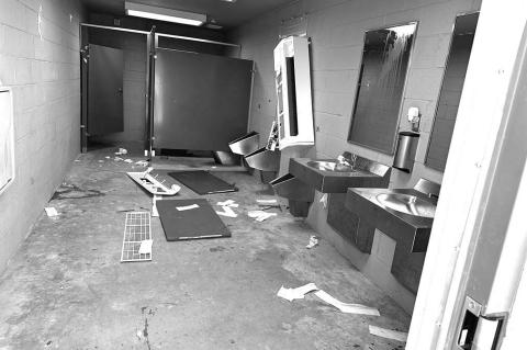 Newfield Park restroom vandalized; police seek help