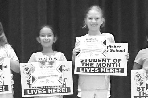 KINGFISHER HERITAGE Elementary recently announced its Students of the Month for both August and September 2025. Second graders earning the honor in August were (top photo, from left) Mack Alig, Jayde Longacre, KaDee Jane Jimenez and Stella Kannady. Third 