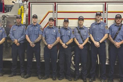 KINGFISHER Fire Department, from left: Chief Ryan Gibson, Captain Richard Butts, Jr. Williams, Dylan Kordeliski, Phillip Ryan, Dakota York, Tyler Girard, Dylan Reeves, Devin Reece and Dawson Clemmons. Not pictured are James Schroeder, Mitch Tollefson, Lan