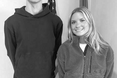 KHS SENIORS Cash Laird and Scout Snodgrass were named the January Junior Lions and joined the Kingfisher Lions Club at a recent meeting. [KT&amp;FP Staff Photo]