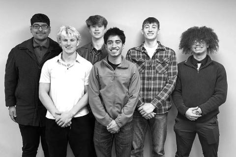 KHS SENIORS, from left, Juan Charqueño, Rhett Schlegel, Kevin Smith, Damion DeAlba, Aidan Stephens and Omani Rodriguez were guests at a recent meeting of the Kingfisher Rotary Club. [KT&amp;FP Staff Photo]