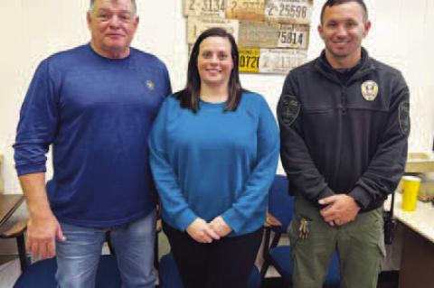 REGIME - Three people who will take over their respective county offices, from left, Mike Sparks, Emily Lee and Aaron Pitts, were at Tuesday’s meeting of the county commissioners. [KT&FP Staff Photo]