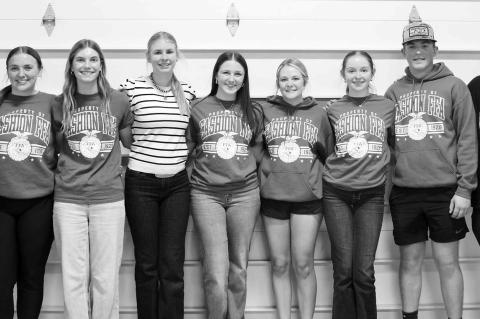 Cashion FFA officers, from left, Kyler Sylvester, Sadie Weaver, Molly Mayes, Dally Pedersen, Maggie Carroll, Adalynne Poston, Addison Hood, Jacob LaBlue and Jackson Drake at the November chapter meeting as they wrapped up the 2025 semester. [Photo provide