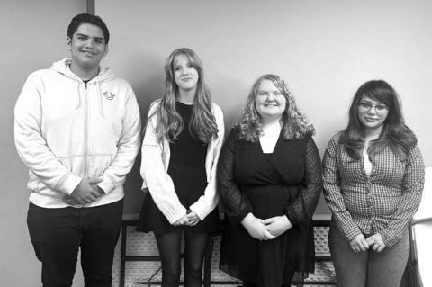 KHS SENIORS attending a recent Rotary Club meeting were, from left, Roberto Paredes, Sara Farris, Gracie Fuksa and Amya Reyes. [KT&amp;FP Staff Photo]