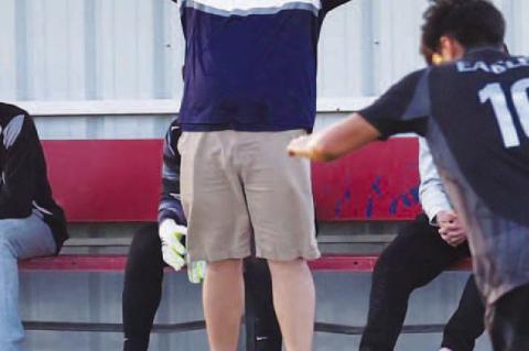 KHS BOYS soccer coach Isaac Waltman reacts to one of his players being knocked down against Weatherford earlier this season. Waltman and the Jackets were knocked out of the playoffs due to a forfeit by another team last week. [KT&amp;FP Staff Photo]