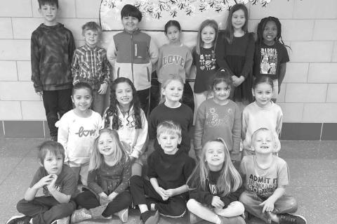 Gilmour Elementary School has announced its Good BEE-havior Students of the Week for the week ending March 12. Those earning the honor were, from left: front row, Milo Romero, Blair Culp, Adler Meacham, Maci Isom and Maverick Yost; middle row, Amaia Orteg