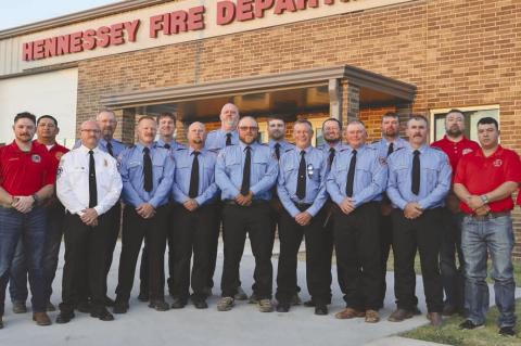 HENNESSEY Fire Department, from left: C.W. Daniel, Matthew Bruner, Luis Lara, Brandon Scott, James Matousek, Levi Copeland, Tyson Copeland, Kyle Keeton, Randy Bohnstedt, Cris Pribyl, Dustin Grellner, Terry Berkenbile, Dustin Munroe, Kaleb Hladik, Logan Ma