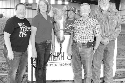 ELKS DONATE – Kingfisher Elks Lodge #2416 along with the Oklahoma Elks State President Doyle Roller presented Savannah Station Therapeutic Riding Program with a $10