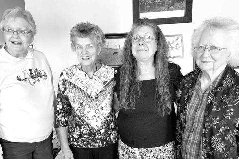 HENNESSEY FARMERETTES officers installed at a recent meeting include, from left: Pansy Wheeler, vice president; Margie McConnell, secretary; Paula Nicholson, president; and Marge Patocka, treasurer. [Photo provided]