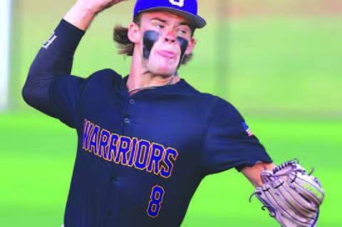 OKARCHE’S Easton Roby delivers a pitch during Monday’s win.