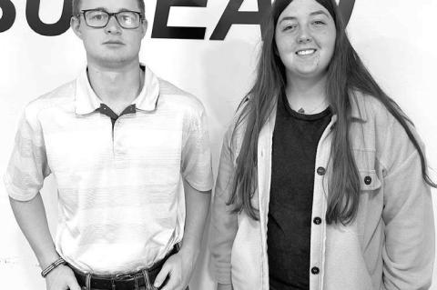 KHS SENIORS Cooper Young, left, and Gracie Rowan were announced as the November 2025 Junior Lions. The two were guests of the civic club during meetings last month. [KT&amp;FP Staff Photo]