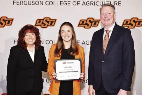 OSU SCHOLARSHIPS – Chloe Blair (top photo) and Mayce Gibson (bottom photo) are two recipients of scholarships at the recent Ferguson Scholarship and Awards Banquet at OSU. They are pictured with Dr. Cynda Clary (left in each photo), associate dean of ac