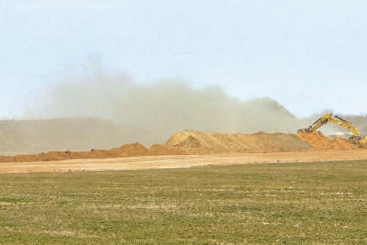 CHARLIE PICKLE supplied the above photo of fly ash blowing out of a waste pit and said Hennessey residents could experience the same issue if a proposed commercial waste site northeast of the town is approved. [Photo provided]