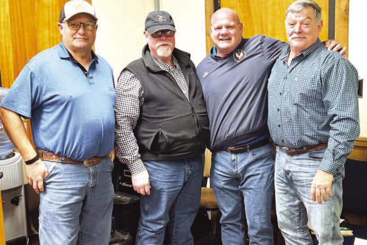 KINGFISHER COUNTY commissioners announced Monday they’d hired Randy Poindexter (third from left) as the new Kingfisher County Emergency Management director. Poindexter is a former chief of the Kingfisher Fire Department. Pictured with Poindexter after M