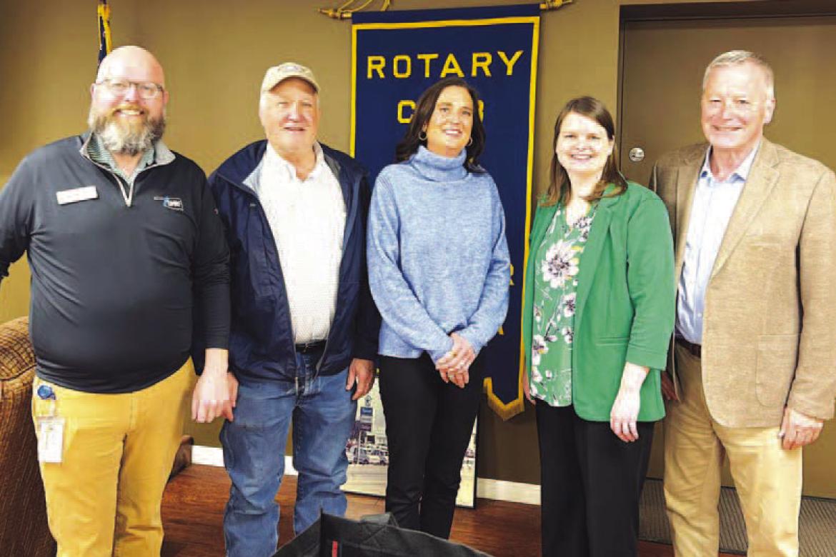 OMRF CONTINGENT – Pictured at last week’s Rotary meeting are, from left, Sonny Wilkinson, senior director of philanthropy and planned giving at the Oklahoma Medical Research Foundation; Bart Boeckman and Bev Lippoldt of Boeckman Ford, annual contribut