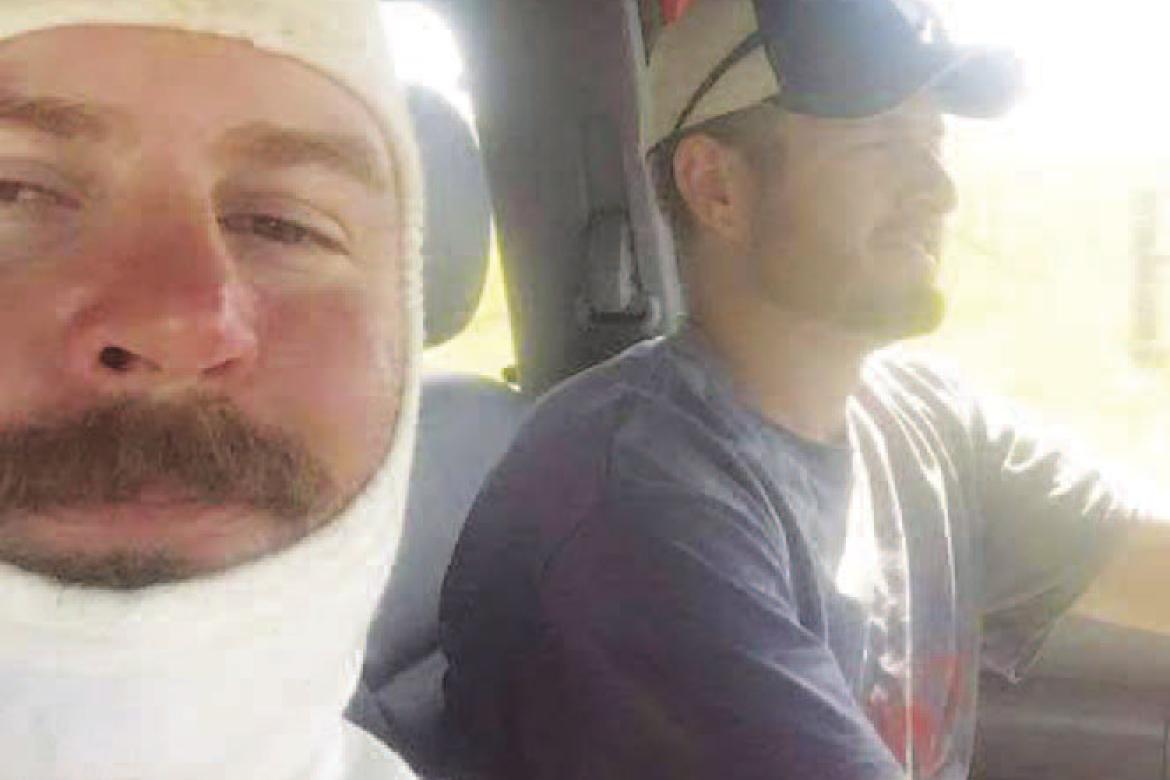 LOYAL FIREMEN Ty Gardner (front) and his brother Tracy Gardner are pictured above. Ty suffered a serious heart attack after fighting fires last week and Tracy has been updating the public on his recovery process. [Photo provided]