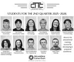Chisholm Trail Technology Center announced its Students of the Quarter for the second quarter of the 2025-26 school year. Schools or home towns of those recognized are: Bryce Cockayne, Dover High School; Sair Cortes, Kingfisher High School; Ryann Shue, KH