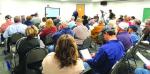PACKED HOUSE - Nearly 80 people attended an informational meeting last Tuesday regarding a potential waste facility being proposed near Hennessey. [KT&amp;FP Photo by Barb Walter]
