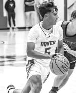 CASEN BUCK averaged more than 20 points and nearly 4 assists a game last week as Dover went 4-0. He was named MVP of the Mustang Stampede tournament at the end of the week. [Photo by Chris Simon/www.simon-sports-photos.smugmug. com]