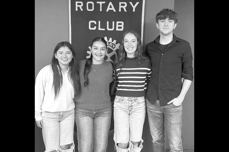 KINGFISHER HIGH School seniors, from left, Ariana Rivera, Karen Muñoz, Kamryn Purintun and Jaden Bain were guests at a recent meeting of the Kingfisher Rotary Club. [KT&FP Staff Photo]