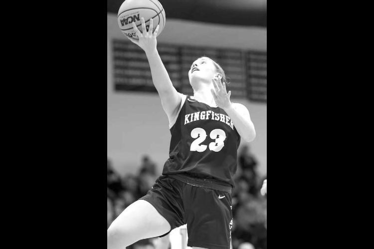KINGFISHER HIGH SCHOOL’S Raegan Snider scored 19 points and had nine rebounds during the Lady Jackets’ 56-28 victory at Tuttle last Tuesday night. [Photo by Russell Stitt/www. stitt.smugmug.com]