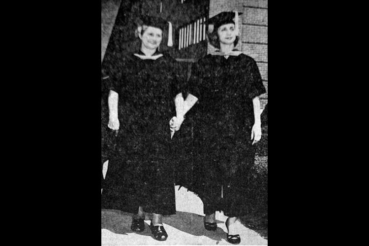MOTHER AND DAUGHTER graduate together — that’s what happened Monday evening at Oklahoma university. Enid May Buswell and her mother, Mrs. A.C. Buswell, received masters degrees. (Times, Aug. 9, 1951)